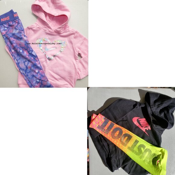 Nike Girls 4T Hoodie & Leggings Tie Dye Purple Pink Black...